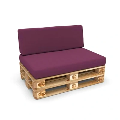 Image de POKAR Set de 2 Coussins pour Palettes Euro: 1x Assise 120x80cm + Dossier 120x40cm, en Mousse formée à Froid, Canapé Jardin, Intérieur et Extérieur, sans Palette, Violet