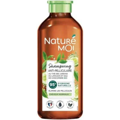 Image de Naturé Moi Shampooing Antipelliculaire Sans Sulfate Soin des Cheveux Normaux Pellicules Thé, Eau de Concombre Bio 95% d&#039;Origine Naturelle 250 ml Fabriqué en France