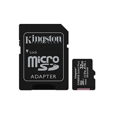 Image de Kingston Carte mémoire microSDHC Canvas Select Plus 100 Mo/s en Lecture A1 Classe 10 UHS I + Adaptateur SDCS2/32 Go