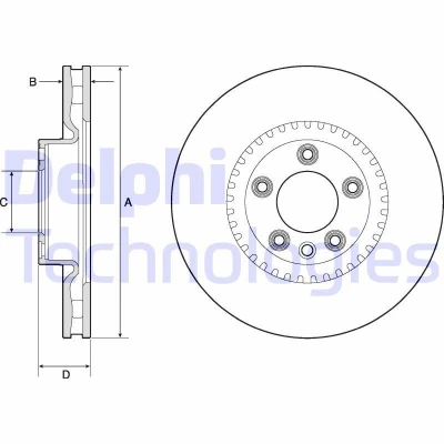 Image de DELPHI BG9168C Disque de frein 368 36 5 ventilé revêtu non traité sans roulement roue, bague ABS PORSCHE: Cayenne, VOLKSWAGEN: Touareg I