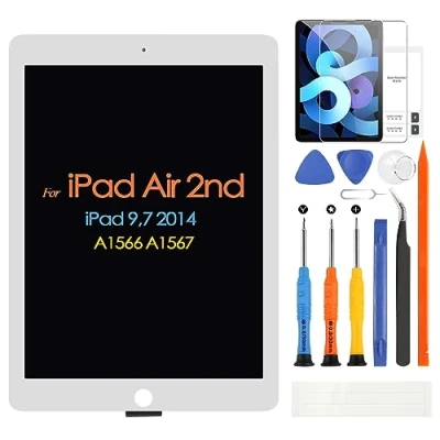 Image de ARSSLY Écran LCD pour iPad Air 2 A1567 A1566 Air2 Digitizer Tactile Remplacement Assemblée avec Outils(Blanc)