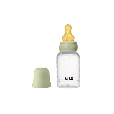 Image de Biberon BIBS d’une capacité de 150 ml avec tétine en caoutchouc naturel fonction anti colique, sans bisphénol A, ronde, débit lent, convient aux nouveau nés Sage