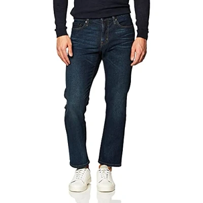 Image de Amazon Essentials Jean Stretch Coupe Droite Homme, Délavé Foncé, 30W / 34L