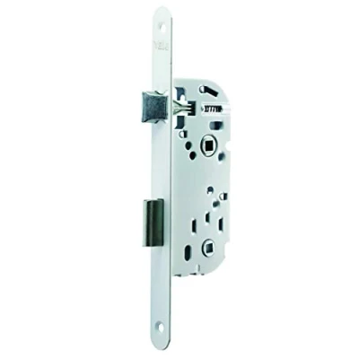 Image de Yale Serrure à encastrer condamnation, axe 40 mm, Coffre 135 mm Y13R A40/B/SF Pêne Réversible, Têtière Bouts Ronds Porte Salle de Bain et WC Blanc, Gâche Incluse