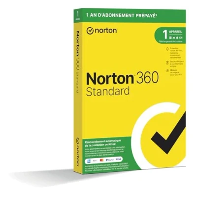 Image de Norton 360 Standard 2024 1 Appareil An d&#039;abonnement Secure VPN Password Manager Sauvegarde cloud pour PC PC/Mac/iOS/Android Envoi par la poste