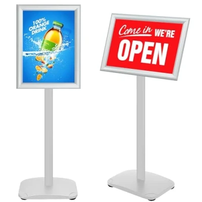 Image de VAIIGO support de panneau pour affiche A4, réglable avec base robuste, à poser au sol affiche, publicité, vente, signalisation, d&#039;affichage, Argent