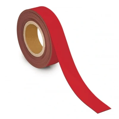 Image de MAUL Bande de marquage 40mm x 1mm inscriptible avec dos magnétique Utilisable dans le bureau, l&#039;atelier, l&#039;entrepôt et la cuisine Découpable individuellement Longueur 10m Rouge
