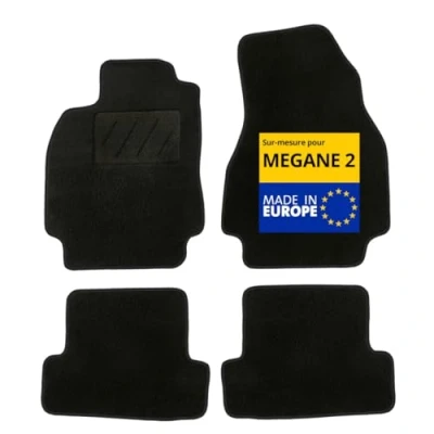 Image de DBS Tapis de Voiture sur Mesure pour Megane 2 (2002 à 2011) Sol antidérapant Automobile Moquette Galaxy 4 pièces, Noir