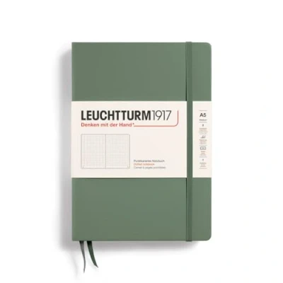Image de LEUCHTTURM1917 365489 Carnet de notes Medium (A5), Couverture rigide, 251 pages numérotées, Olive, pointillé