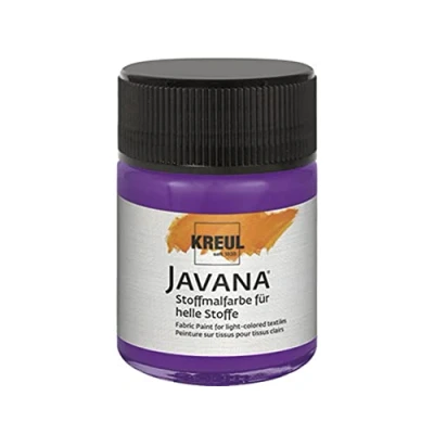 Image de KREUL 91957 Peinture pour tissu Javana tissus clairs et foncés, 50 ml verre violet, caractère pâteux, tamponner pochoiriser, résistant au lavage après fixation