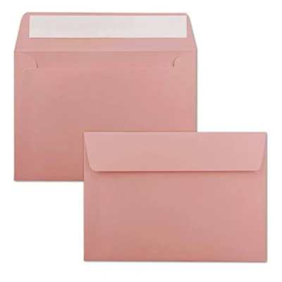 Image de 50x enveloppes C6 couleur: vieux rose 11,4 x 16,2 cm fermeture: Auto adhésive avec Bande Détachable pour papier A4, A5, A6 et invitations lettres