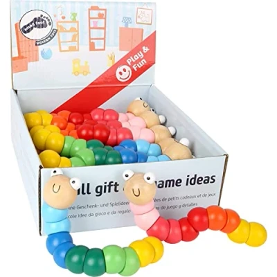 Image de Small Foot Jouet de motricité Chenille Flexible en Bois, 10961, Multicolore, Lot 14 Version Allemande