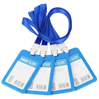 Image de GTIWUNG Lot de 4 Porte Badges, Carte d’identité Badge Nominatif, Portes Clés pour l&#039;entreprise, Travail, Expositions, Conférences, Bureau, Style Verticale, Bleu