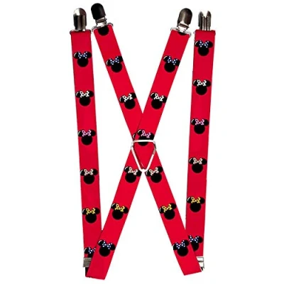 Image de Buckle Down Bretelles Minnie Mouse Rouge/Noir/Pois Jarretelles, Multicolore, Taille Unique Femme