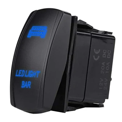 Image de interrupteur à bascule étanche, de barre lumineuse 12V 24V SPST ON OFF pour camion bateau voiture(Bleu)