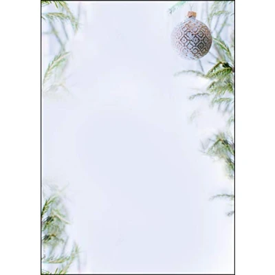 Image de SIGEL Dp302 Papier à Lettre de Noël, Branches et Boule 21 X 29,7 cm, 90G/M², Blanc Vert, 25 Feuilles
