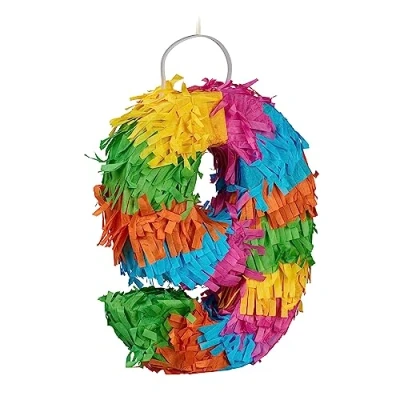 Image de Relaxdays Pinata Chiffre 9, Arc en Ciel, pour Un Anniversaire, HxLxP: 20 x 15 4 cm, Enfants, à remplir, Multicolore