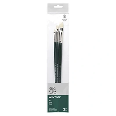 Image de Winsor &amp; Newton Winton Pinceau Manche Long Set de 3 (Plat court n2/4/8)