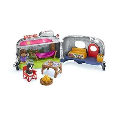 Image de Fisher Price Caravane d’Apprentissage Lumineuse Little People Version multilingue, 1 véhicule 2 en avec lumières et chansons, Jouet d&#039;Éveil, Dès an, HJN40