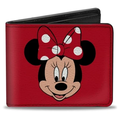 Image de Buckle Down Homme Minnie Mouse Face + Script Polka Dots Red/White Portefeuille 2 plis, Multicolore, défaut taille EU