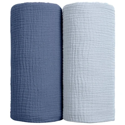 Image de lulumoon bébé Couvertures d&#039;Emmaillotage Couverture d&#039;emmaillotement en Coton de réception Douce pour Neutre 2Pack (Marine)