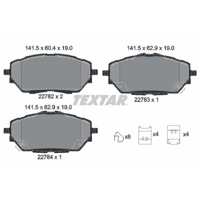 Image de TEXTAR 2278201 Jeu de plaquettes frein avec indicateur d&#039;usure accessoires TOYOTA: C HR, Corolla XII Break, 3/5 portes