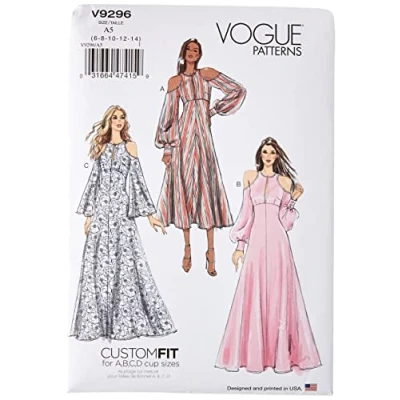 Image de Vogue Patterns 9296 A5 Robe pour Femme, Mouchoir, Multicolore, 15 x 0,5 22 cm