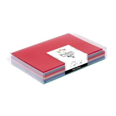 Image de Clairefontaine 20915C Coffret de 20 Enveloppes + Cartes Noël Traditionnel Format C6 (11,4x16,2cm) 11x15,5cm Correspondance Pollen 4 Couleurs