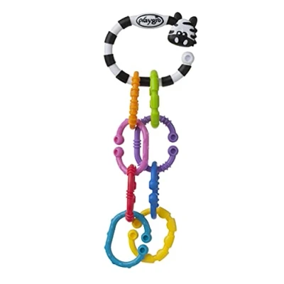 Image de Playgro Anneau de Dentition et Hochet Zèbre, 9 Pièces, À partir 3 Mois, Zebra Links Pack, Multicolore, 40141