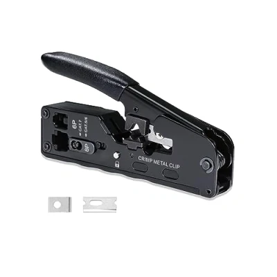 Image de 6COMGIGA Outil de sertissage tout en un RJ45 RJ12, pince à sertir Ethernet pour connecteur modulaire Cat5 Cat5e Cat6 Cat6a Cat7