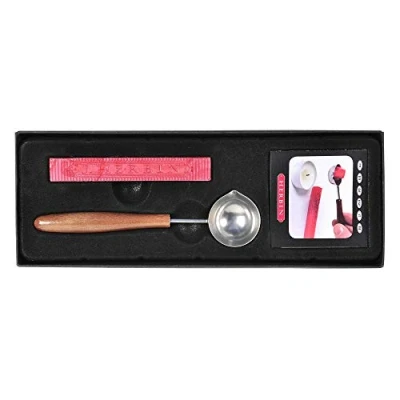 Image de Jacques Herbin 46100T un coffret traditionnel comprenant une cuillère à cire, bâton de cire nacrée rouge et notice