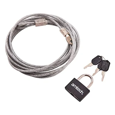 Image de Am tech T1695 x 4 mm 3 m Câble de sécurité et cadenas