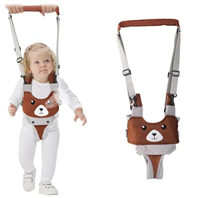 Image de IULONEE Bébé Harnais de Marche Maille Aide à la Tout petits Réglable des Enfants Ceinture D&#039;aide Verticalisation Sécurité pour 7 24 Mois (Mesh Brown)