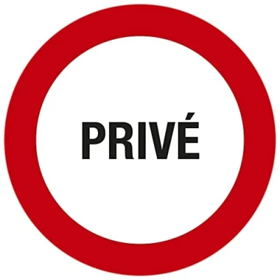 Image de Exacompta Réf. 67108E 1 panneau rond PRIVÉ En vinyle traité anti dérapant et résistant aux UV Diamètre du : 30 cm coloris fond blanc/bord rouge