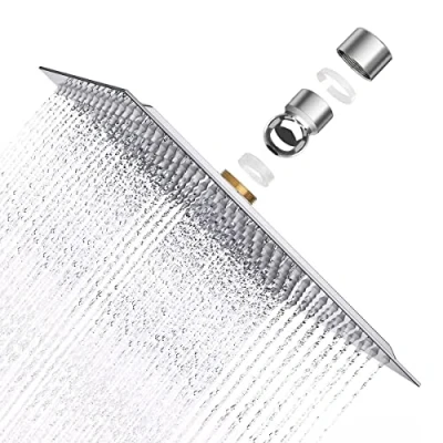 Image de Krobec Pomme de Douche Plus forte,8 Pouces Pommeau Carré en Acier Inoxydable AISI304, 20x20cm Ultra Mince jet pluie,Pommes fixes Tête à Anti calcaire