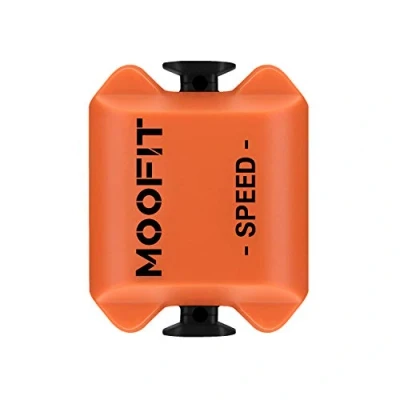 Image de moofit CS8 Capteur de Vitesse/Cadence pour Le Cyclisme, Vitesse Distance Cadence, Bluetooth sans Fil et Ant+ avec Technologie Low Energy étanche IP67, Orange