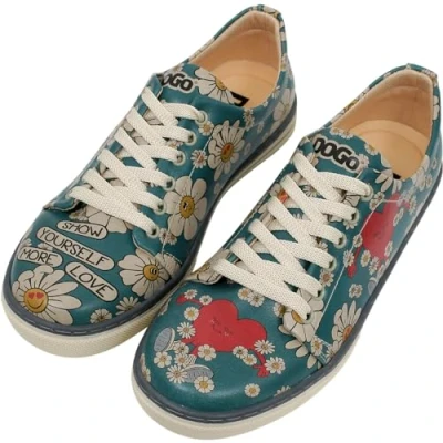 Image de DOGO Femme Cuir Vegan Multicolore Baskets Show Yourself More Love Motif