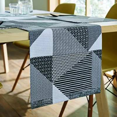Image de Catherine Lansfield Dining Larsson Geo Chemin de Table en Coton Gris 33 x 220 cm