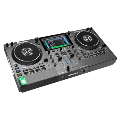 Image de Numark Mixstream Pro Go Contrôleur DJ autonome avec batterie, mixeur DJ, enceintes, Amazon Music Unlimited, Wi Fi, écran tactile, Serato