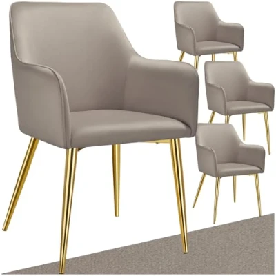 Image de TECTAKE Lot 4 Fauteuils AVANE aspect velours rembourrés avec dossier continu Taupe