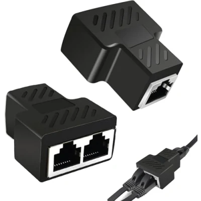Image de Jaimela RJ45 Splitter Connecteurs, Ethernet LAN Câble Extender 1 à 2 Double Socket, Cat 5e/5/6/7/8 Connecteurs Adaptateur, Femelle Coupleur