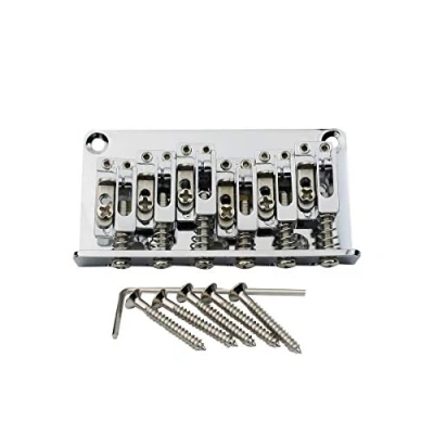 Image de Guyker Guitar Hardtail Bridge with 10.5mm Zinc Saddles Mounting Screws and Wrench Replacement Part for 12 String Tele Modern Type Electric