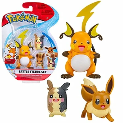 Image de Pokemon Sélection Battle Figures Ensemble de 3 Figurine d&#039;action Jeu, Chiffres du Jeu:Raichu. Morpeko &amp; Évoli