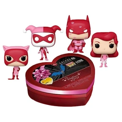Image de Funko Pocket Pop! DC Valentine Box 4 Pieces Batman (WMT) Comics Porte clés Mini Figurine en Vinyle à Collectionner Fantaisie Cadeau de Noël Idée