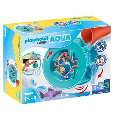Image de Playmobil 1.2.3 70636 Roue Aquatique avec bébé Requin Un Personnage, et Une Mes Premiers Apprendre en s&#039;amusant pour Les Tout Petits 18 36 Mois