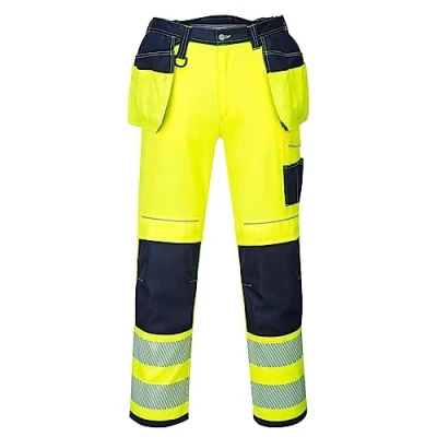 Image de Portwest PW3 T501YNS28 Pantalon de travail haute visibilité, taille 28 Jaune/bleu marine