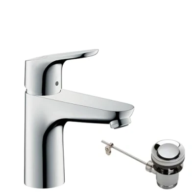 Image de hansgrohe Focus Mitigeur de lavabo sans tirette ni vidage, économie d&#039;énergie (CoolStart), Robinet salle bain avec hauteur sous bec 94 mm, d&#039;eau (EcoSmart), Chromé, 31621000