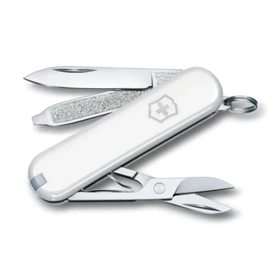 Image de Victorinox Classic Sd Petit Couteau de Poche Suisse, Léger, Multitool, 7 Fonctions, Ciseaux, Lime à Ongles, Blanc