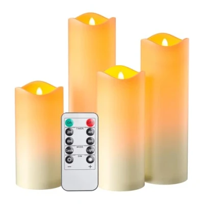 Image de EXTSUD Lot de 4 Bougie LED Étanche avec Piles Incluses et Télécommande Éclairage Festif Sécurisé pour Intérieur Extérieur, Minuterie Réglable, Idéal Noël, Mariages Fêtes