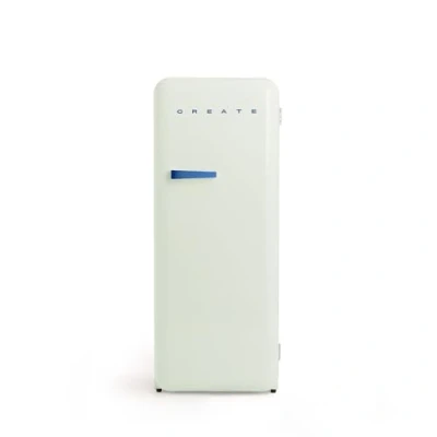 Image de CREATE / RETRO FRIDGE 150 COBALTO/Réfrigérateur vert pastel avec poignée bleu cobalt et congélateur 281L 102W, faible consommation, cm, 3 étagères, régulateur de température, 60x60x150 cm